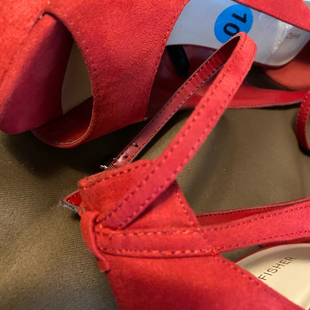 NOT FOR SALE!!! MARC FISHER SIZE 10 RED PEEP TOE ANKLE STRAP PUMP GENTLY USED - Picture 3 of 7